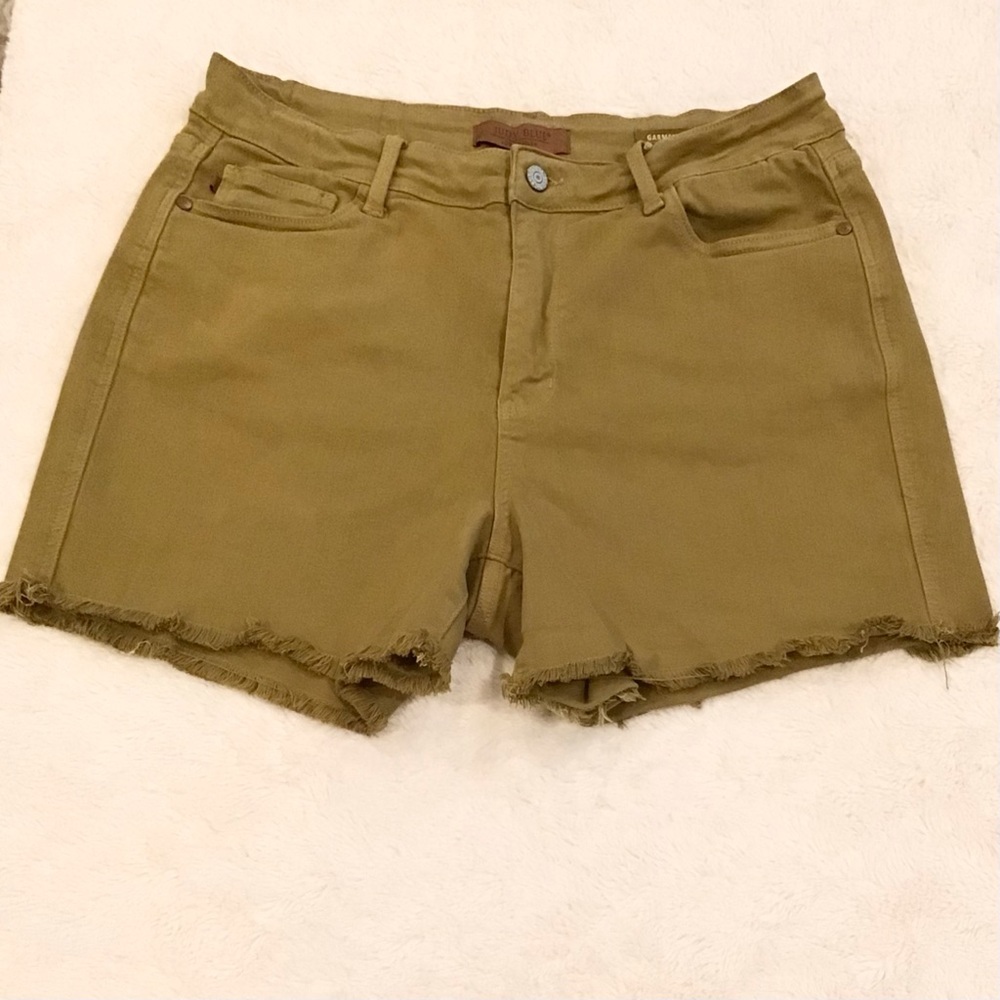Judy Blue 2XL Green Denim Women’s Shorts JB150287 Stretchy Cutoffs - Picture 3 of 10